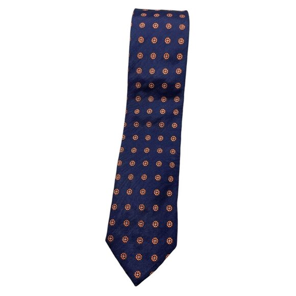 ERMENEGILDO ZEGNA Men's 100% Silk Necktie LUXURY Tie Blue Floral W:3.4
